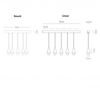 Specification image for Petite Friture Cherry LED Multiple Cluster Pendant