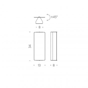 Specification image for Nemo Lighting Applique à Volet Pivotant Double LED Wall Light