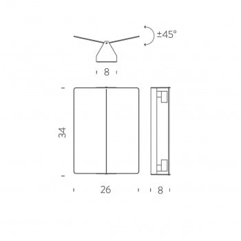 Specification image for Nemo Lighting Applique à Volet Pivotant Plié Wall Light