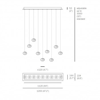 Specification image for Bocci 84.9 Linear Multi Pendant