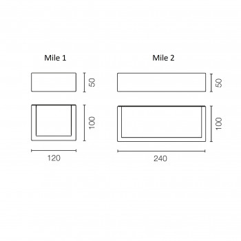 Specification image for Flos Mile Washer Up & Down LED Outdoor Wall Light