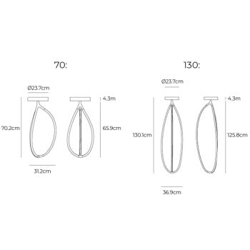 Specification Image for Artemide Arrival LED Ceiling Light App Compatible