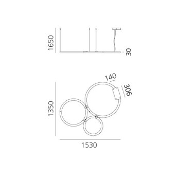 Specification image for Artemide Ripple Cluster 3 LED Suspension