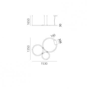 Specification image for Artemide Ripple Cluster 3 LED Suspension