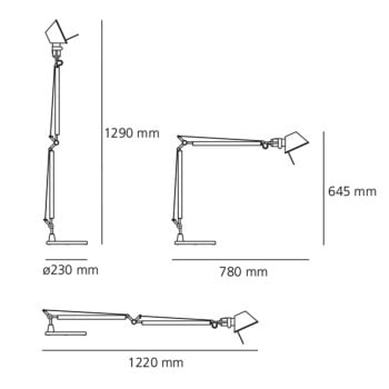 Specification Image for Artemide Tolomeo LED Table Lamp