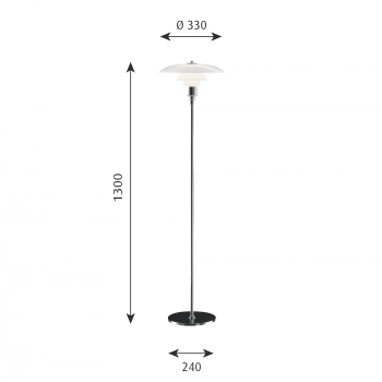 Specification image for Louis Poulsen PH 3½-2½ Glass Floor Lamp