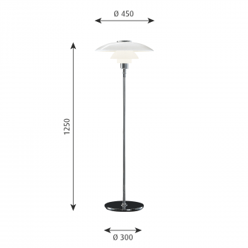 Specification image for Louis Poulsen PH 4½-3½ Glass Floor Lamp