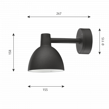 Specification image for Louis Poulsen Toldbod 155 Wall Light