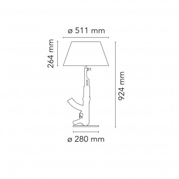 Specification image for Flos Gun Table Lamp 