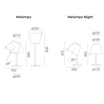 Specification Image for Artemide Melampo Table Lamp