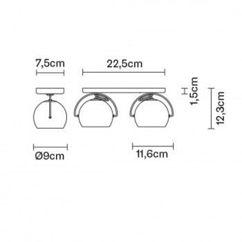 Specification Image for Fabbian Beluga Double Ceiling/Wall Light