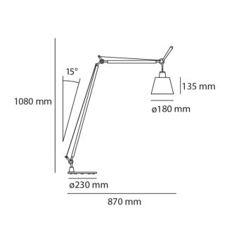 Specification Image for Artemide Tolomeo Basculante Reading Floor Lamp