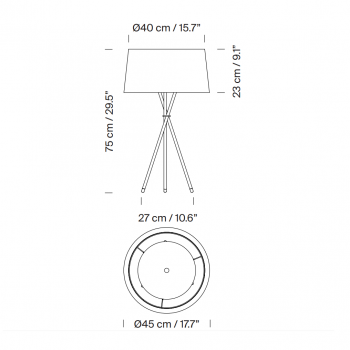 Specification image for Santa & Cole Tripode G6 Table Lamp