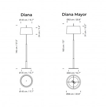 Specification image for Santa & Cole Diana Floor Lamp