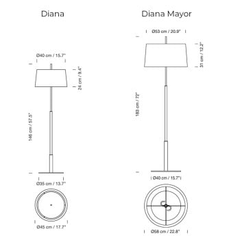 Specification image for Santa & Cole Diana Floor Lamp