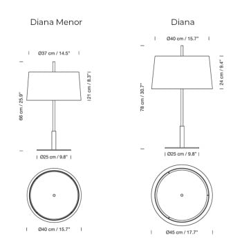 Specification image for Santa & Cole Diana Table Lamp