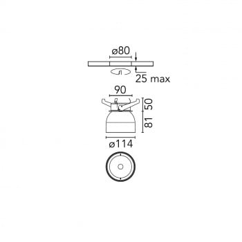 Specification image for Flos Wan Semi-Recessed Adjustable Spotlight