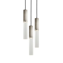 J. Adams & Co Flume 50 3 Drop Pendant Satin Nickel - Clear Glass