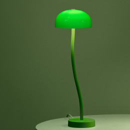 Zero Curve LED Large table lamp in green, and green glass shade
